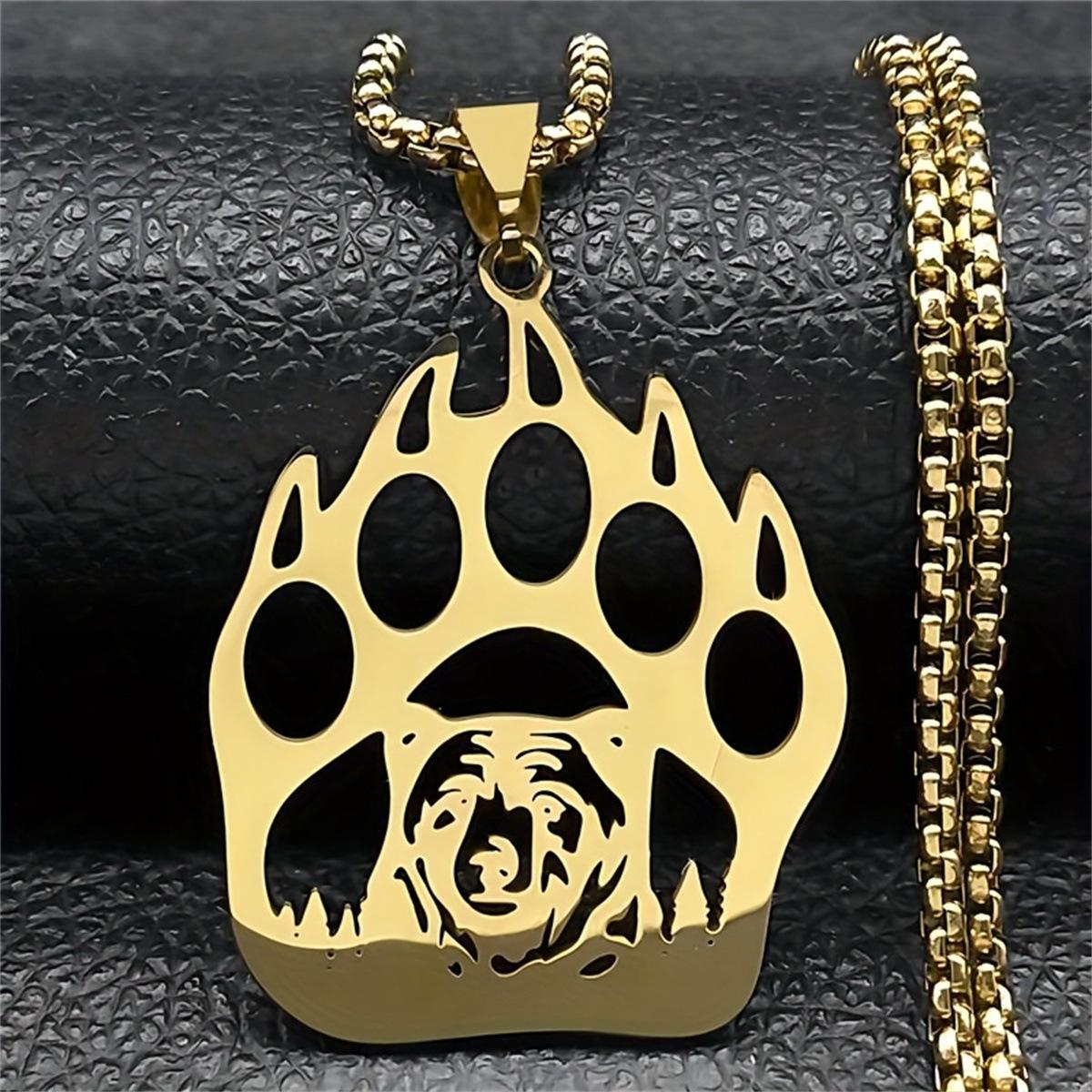 Men s Cute Bear Claw Necklace Chain Clothes Sweater Jewelry Pendant Necklace 60CM