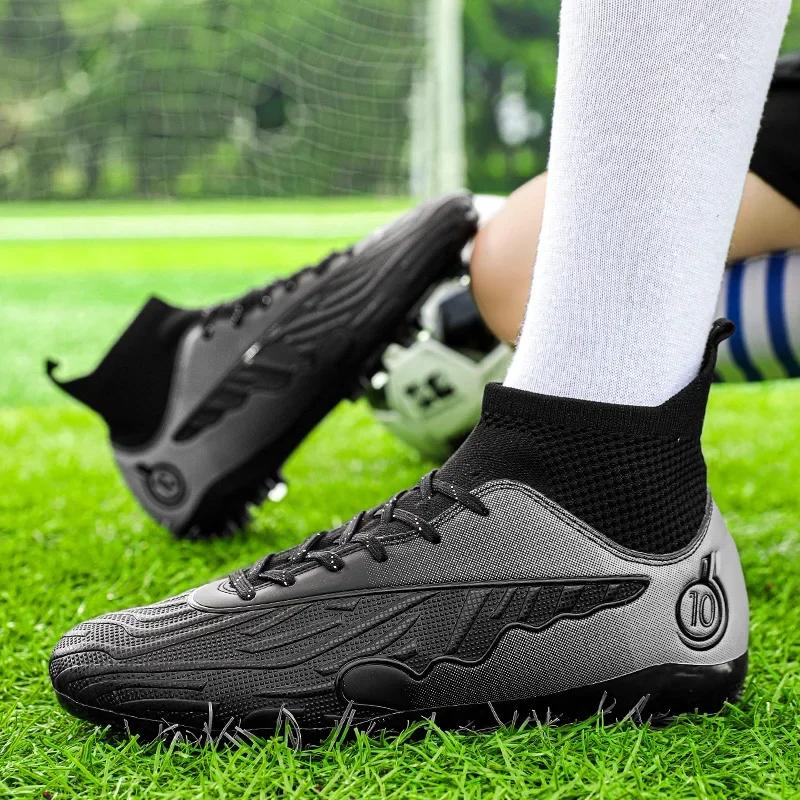 Professional Unisex Soccer Shoes Spikes Long Spikes Ankle Soccer Boots Outdoor Turf Soccer Shoes EU Size 33-46 Futsal Shoes