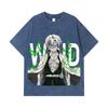 275 GSM Gewassen T-shirts 100% Katoen Demon Slayer V115 Sanemi Print Unisex Zwaar Katoenen T-shirt