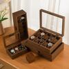 Wooden Watch Display Case Dustproof Glass Lid 4 Slot Compact Watch Storage Box for Women Small Wristwatch Jewelry Storage