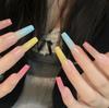 WM-107 Summer Gradient Macaron False Nails - 24 Colorful, Wearable Nail Tips & Stickers