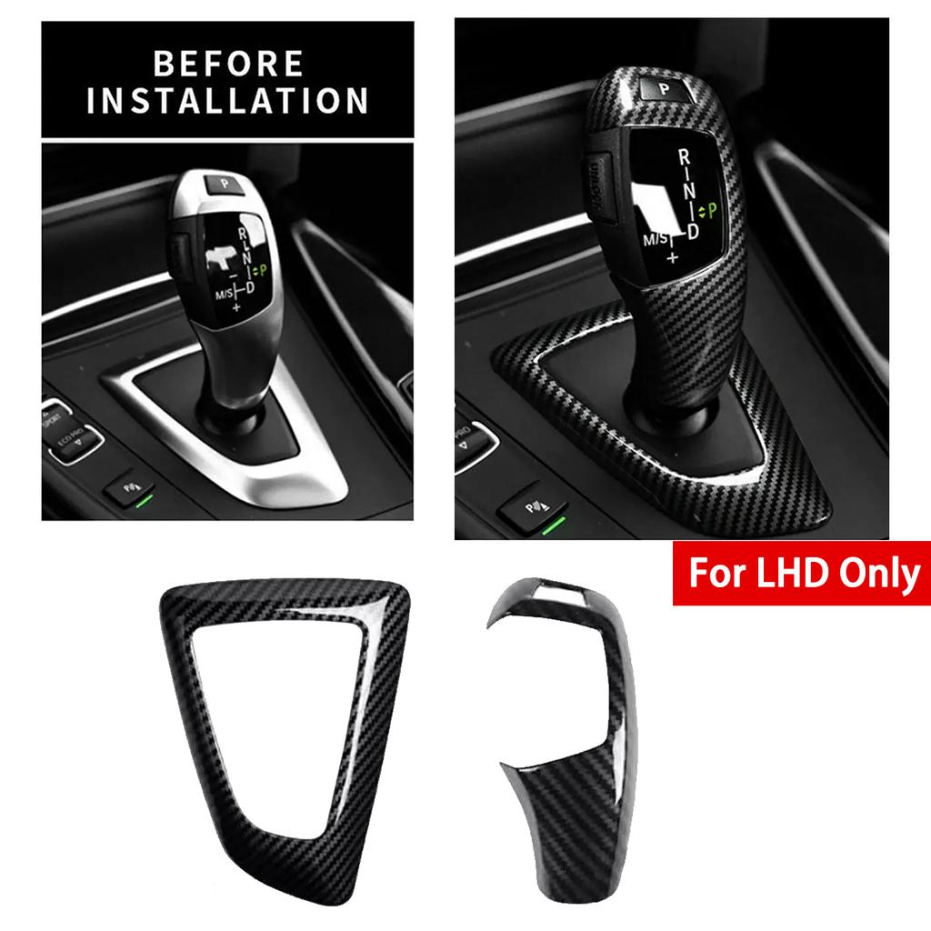 2IN1 ABS Schalthebel Panel Abdeckung Zierrahmen Carbonfaser-Textur Für BMW 1 2 3 4 Serie F20 F21 F22 F23 F30 F31 F32 F36 F34