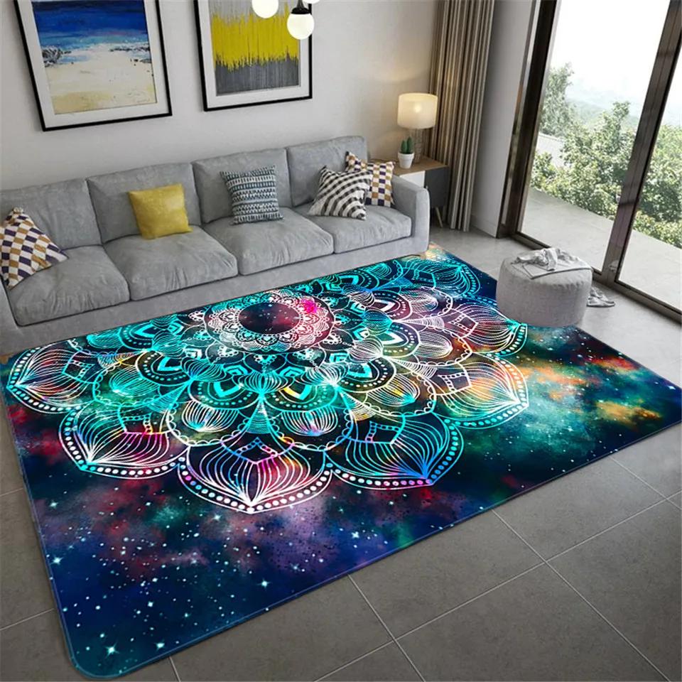 Colorful Star Sky Mandala Carpet for Living Room Gorgeous Floor Mat Girl Rug Floral Bathroom Area Rug Hallway Bedroom Decoration