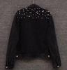Women's Beaded Pearl Short Denim Jacket - Loose Fit for Spring and Autumn