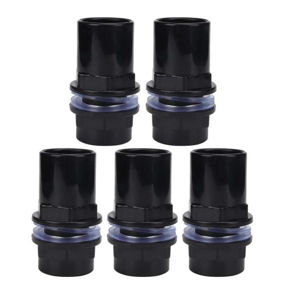5 Pcs Set PVC Aquarium Water Pipe Joint Polished Finish Black Fish Tank Accessories Hexagonal Transparent Rubber Mat
