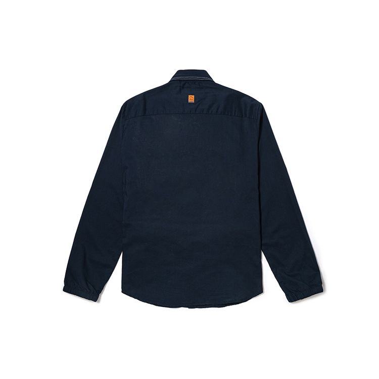 Timberland Solid Color Chest Pocket Contrast Stitch Loose Casual Long Sleeve Shirt Men shirts Deep-Sapphire A2J4D-433