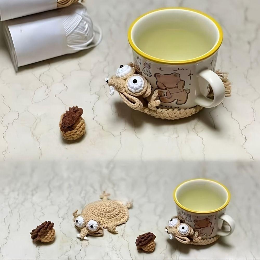 Non-Slip Crochet Squirrel Coasters Creative Drink Insulation Pad Water Cup Mat  Restaurant Table