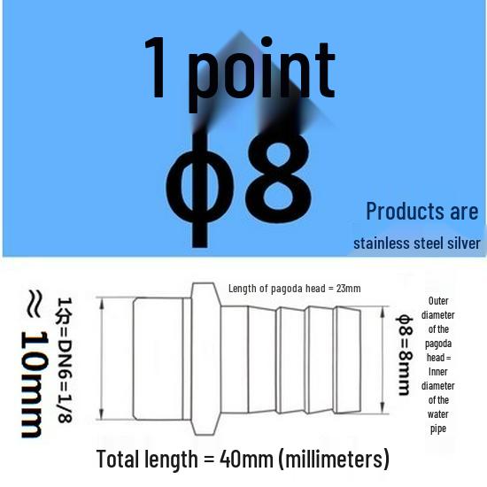 304 Stainless Steel Hex Threaded Water Hose Barb Connector