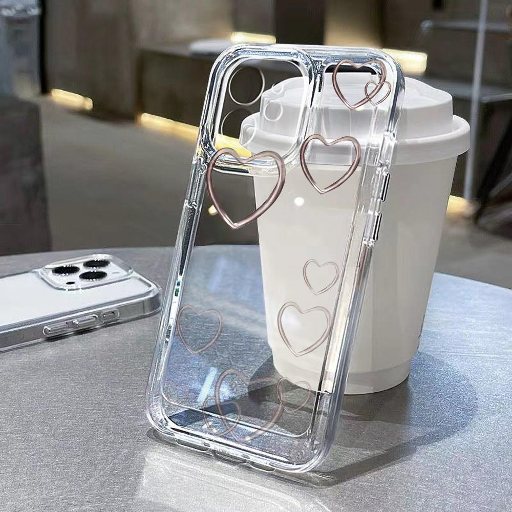 Love Heart Graphic Soft Silicone Phone Case For IPhone 16 14 13 12 11 15 17 Pro Max 17Air 16E 14 Plus Transparent Bumper Cover