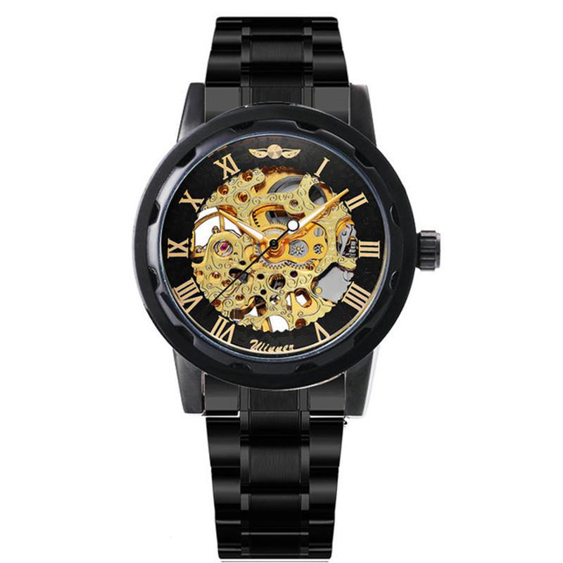 18 Colors Winner Men'S Fashion Business Casual Hollow Room Gold Strap, Manual Mechanical Watch