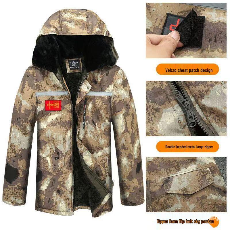 

Мужская зимняя камуфляжная водонепроницаемая хлопковая рабочая куртка на флисовой подкладке Small (50-70 kg)