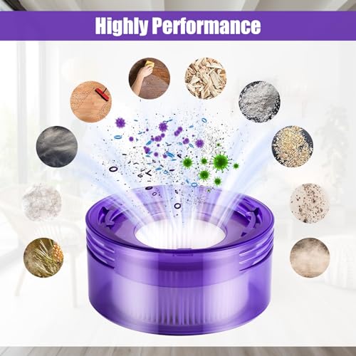 Suitable for Dyson V8 vacuum cleaner replacement filter set 4 piece purple 2 pre filters 2 rear filters 1 dust brush