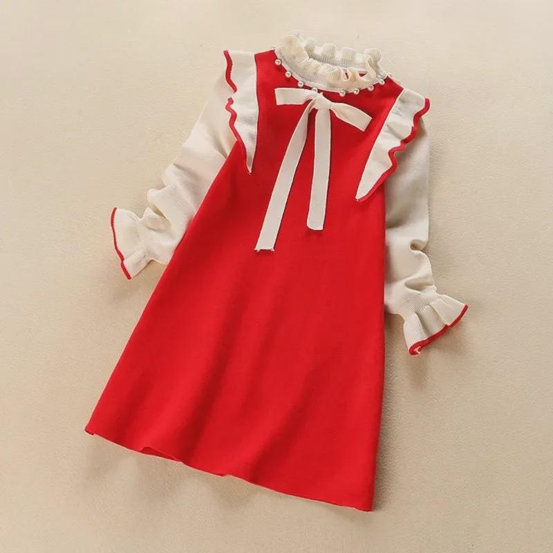 "Girls' Long Sleeve Knitted Princess Dress for Autumn/Winter"