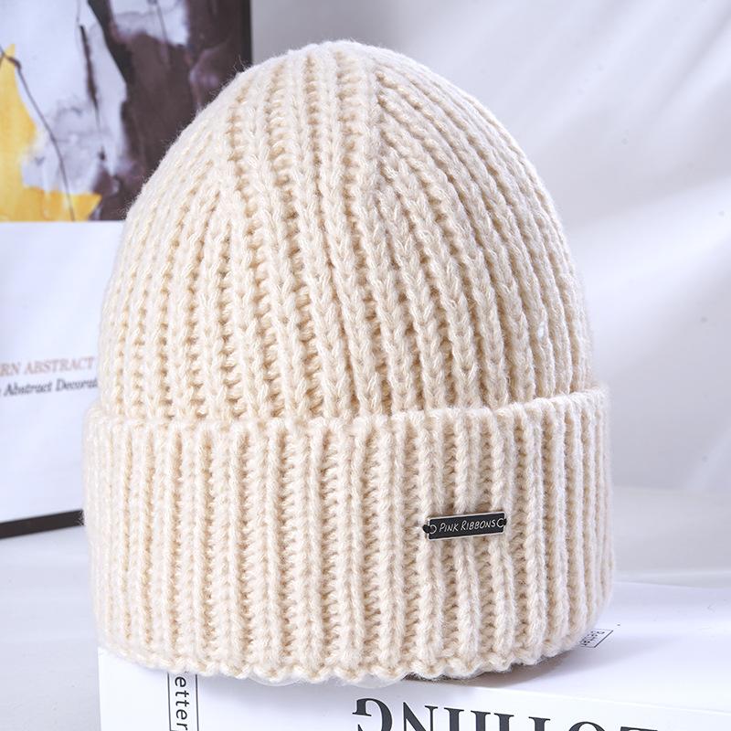 Women's Winter Warm Knitted Hat Korean Style Versatile Big Head Circumference Showing Face Small Windproof Ear Protection Wool Hat