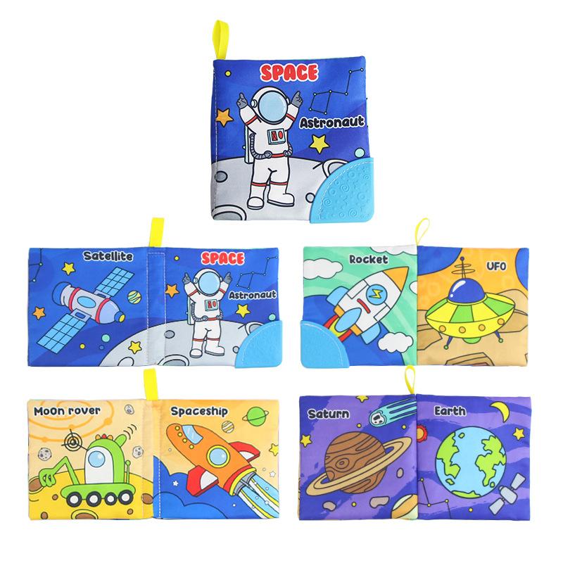 Baby Soft Cloth Books Baby Intelligence Development Learning Book with Teether Rustle Sound Cognition Educational Toys for Baby