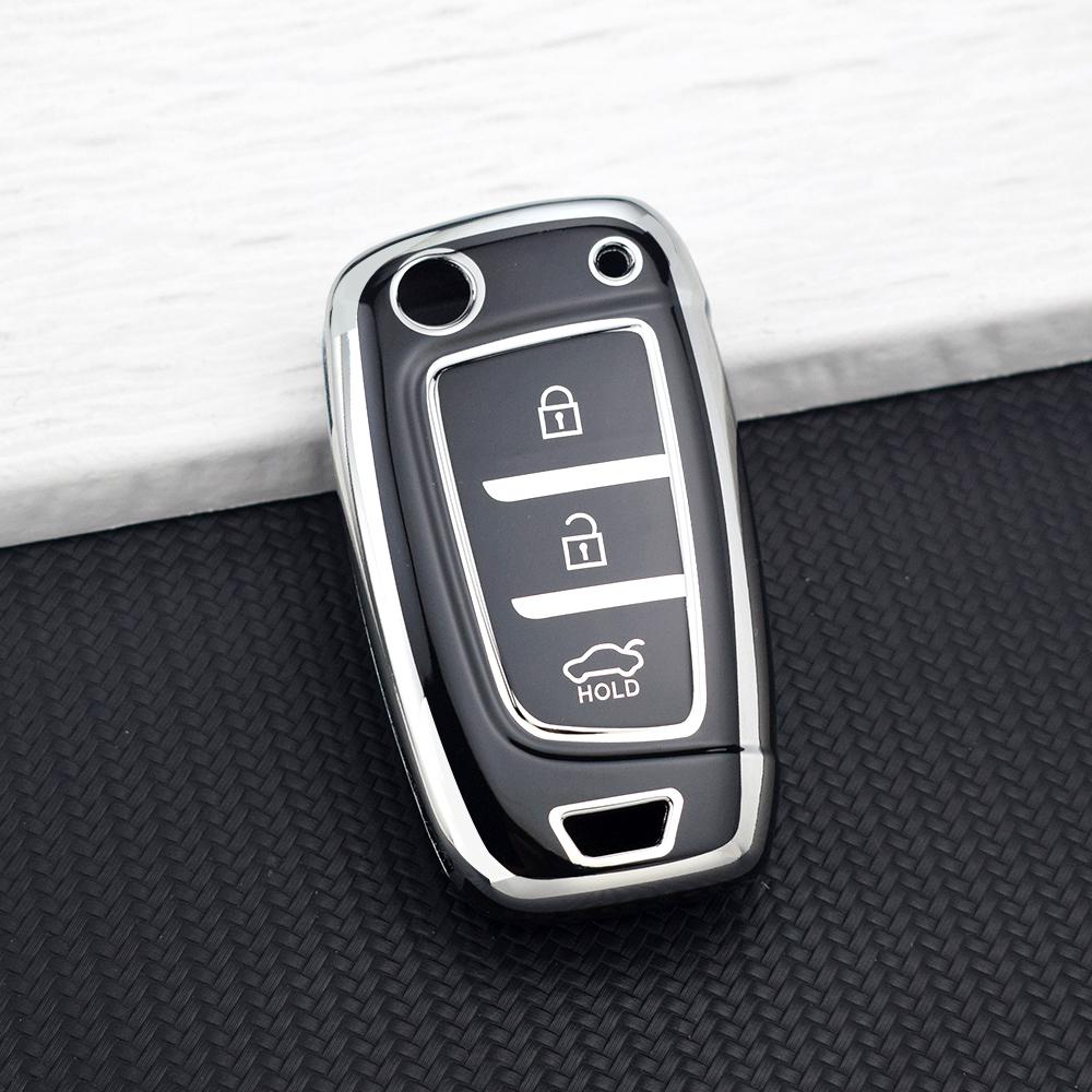 3/4 Button TPU Car Flip Key Case Cover Fob for Hyundai Elantra Tucson KONA I30 Santa Fe Solaris Genesis Azera I40 I35 Key Chains