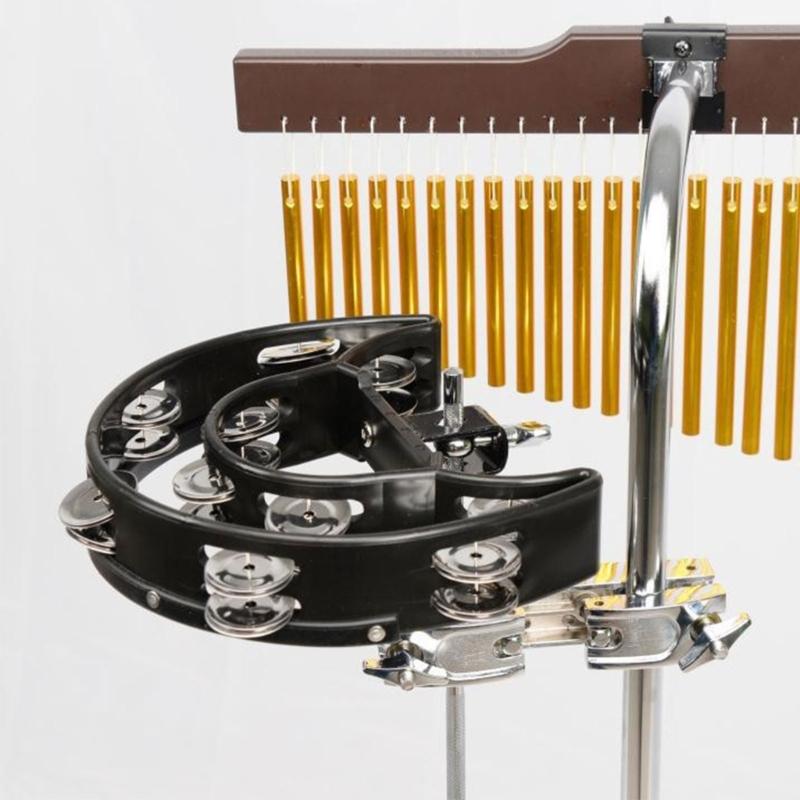 Drum Set Half Moon Tambourine with Mounting Eye Bolt Hi-Hat Tambourine with Double Row Jingle Easy Installation
