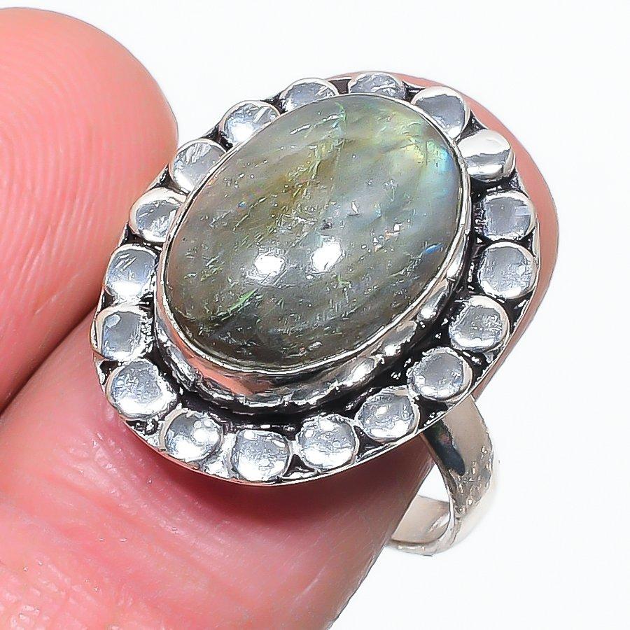 

Natural Labradorite Gemstone 925 Sterling Silver Jewelry Ring Size 9 l1J26