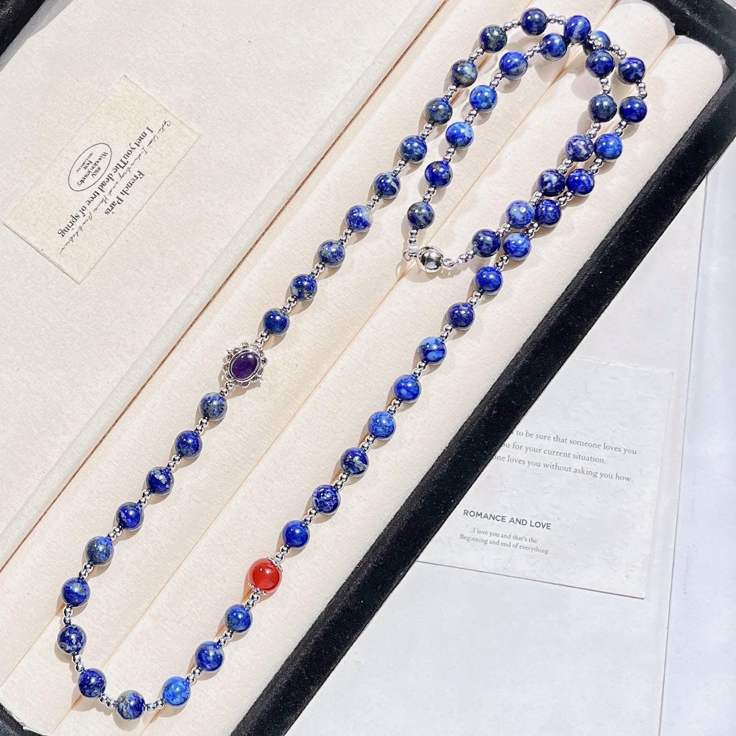 

Natural Extended Lapis Lazuli Design Necklace Collarbone Chain Sweater Chain