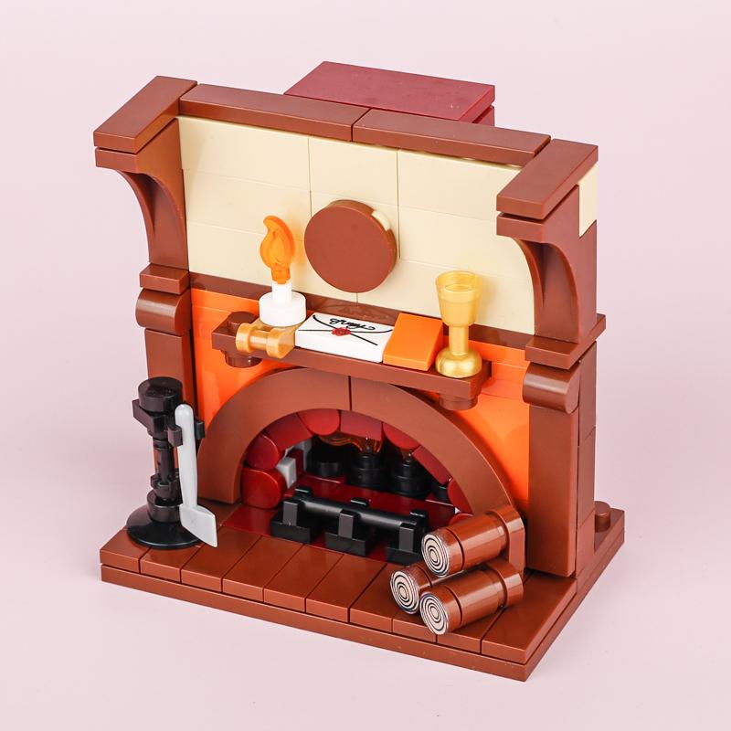 MOC Mittelalterliche Bausteine Set Zubehör Schmiede Schlafzimmer Tisch Bar Möbel Küche Zusammenbau Jungenspielzeug Mini Ziegelsteine K027 DIY