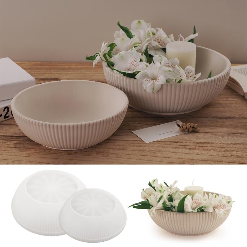 Striped Bowl Silicone Moulds Resin Tray Molds for Epoxy Resin, Candle Holder Vanity Catchall Tray, Home Decoration