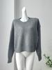 Round Neck Casual Loose Women Sweater 2026 Autumn Winter Pullover Short Sweaters Solid Color Basic Tops Fashion Simple Long Sleeve Elegant Clothing