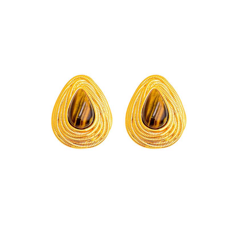 Vintage Maillard Kaffee Halskette & Tigerauge Ohrringe Set für Damen