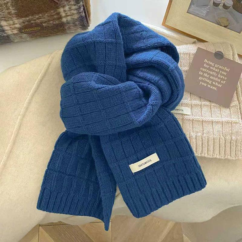 Women Warm Knitted Wool Scarf For Winter Solid Color Thickened Shawl Soft Scarves Cashmere Pashmina Neckerchief Blanket