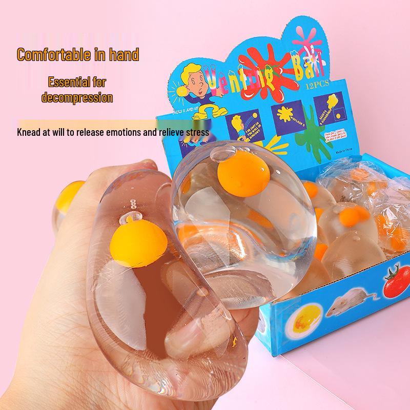 Double Yolk Transparent Egg Stress Toy for Kids - Decompression Squeeze Gift