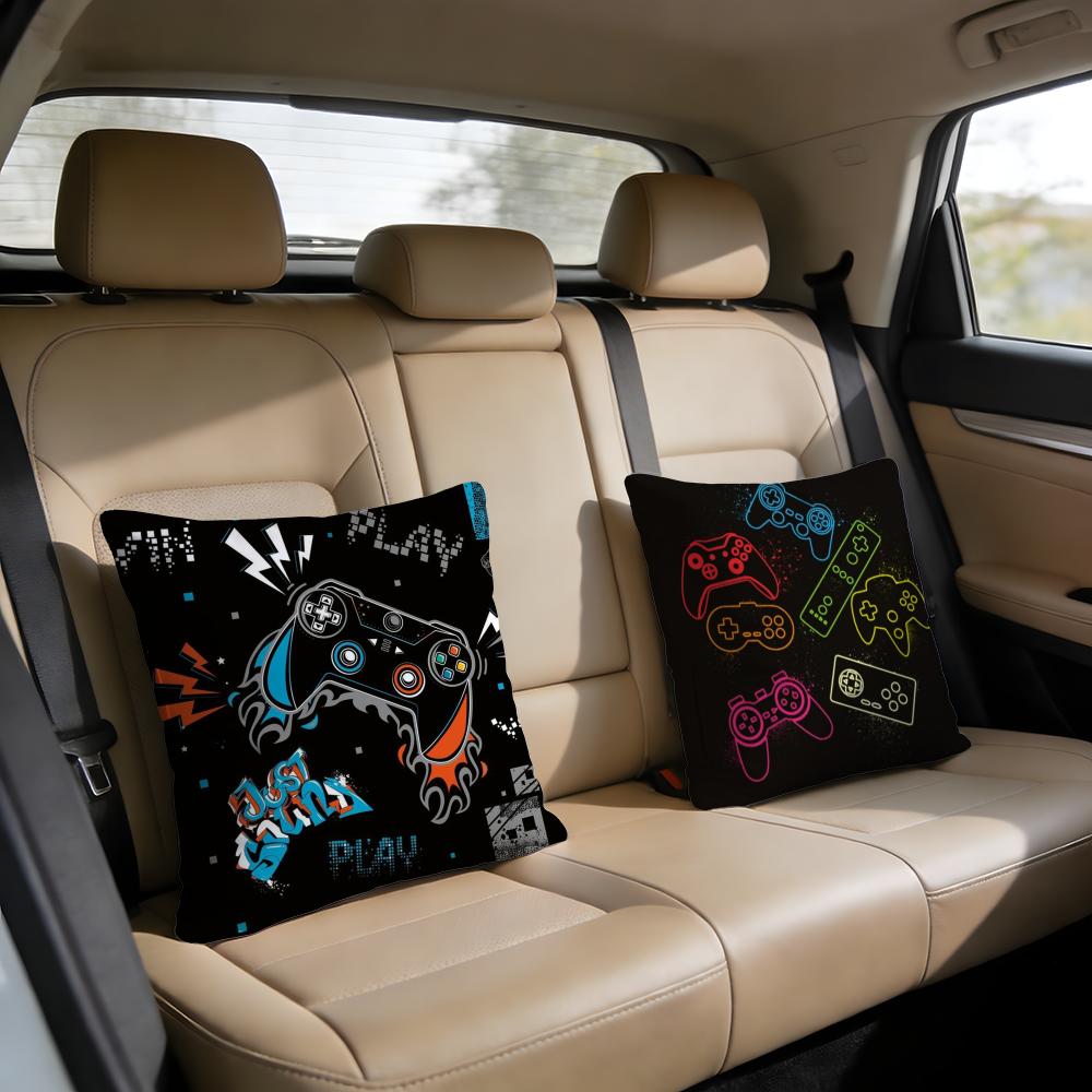 Colorful Graffiti Game Gamepad Cushion Cover Short plush pillowcase for bed sofa carwashable