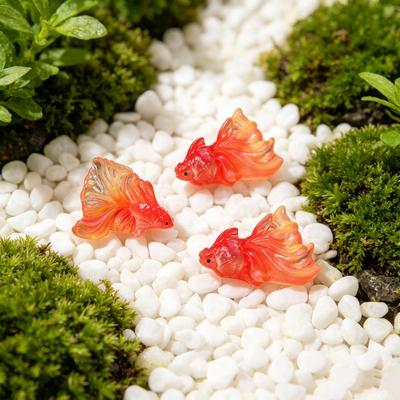 Miniature Fish for Crafts Mini Fake Goldfish Figurine Tiny Resin Simulated Fish Model for Fairy Garden Accessories Micro Landscape