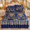 Princess Lace Quilted Bed Spreads Crystal Velvet Bedding Sheets Set King Queen Size Thick Winter Warm Cotton Wedding Bed Cover