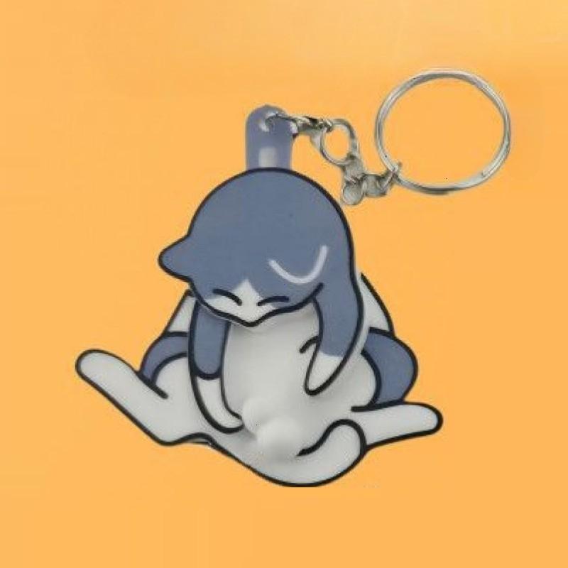 Creative Pull Play Egg Cat Keychain Pendant Cute Funny Rotatable Acrylic Bag Pendant Gifts