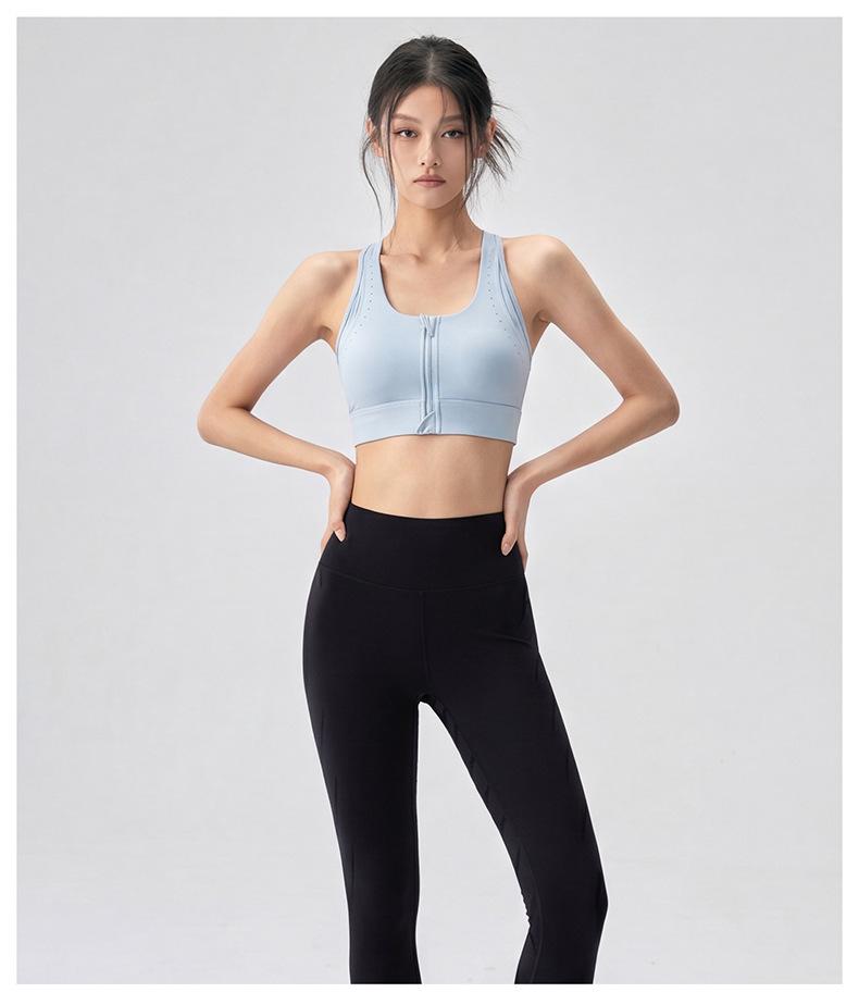 Shockproof Racerback Yoga Tank with Integrated Zip Bra for Large Busts