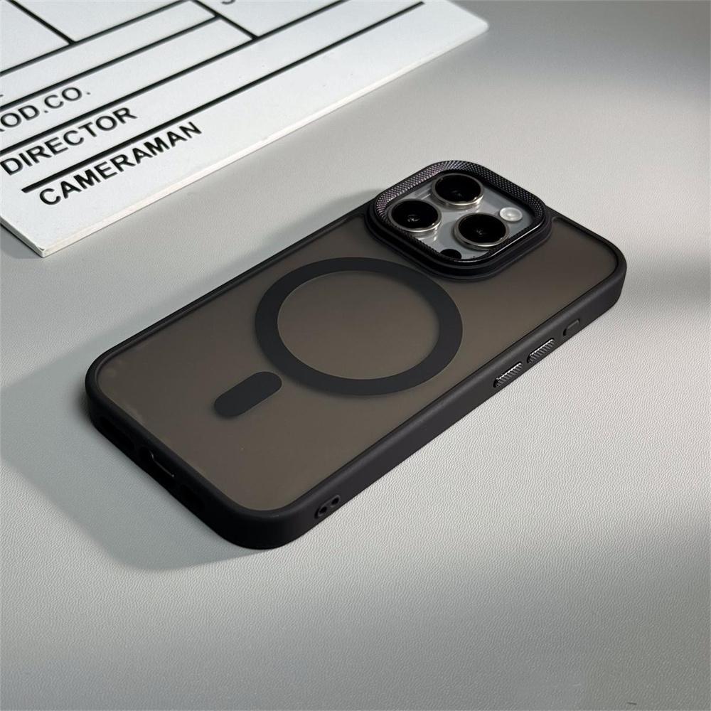 Luxury Spiricle Camera Protection Magsafe Phone Case for iPhone 11 12 13 14 15 Plus 16 Pro Max Wireless Charging Matte Cover