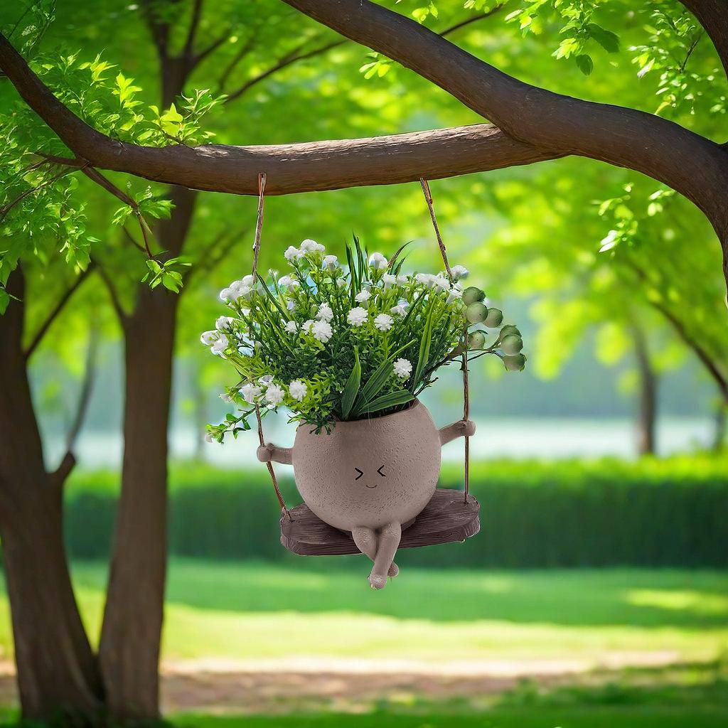 Resin Modern Minimalist Cartoon Pattern Cross-border New-style Cute Succulent Swing Flower Pot Craft Creative Home Decor Planter