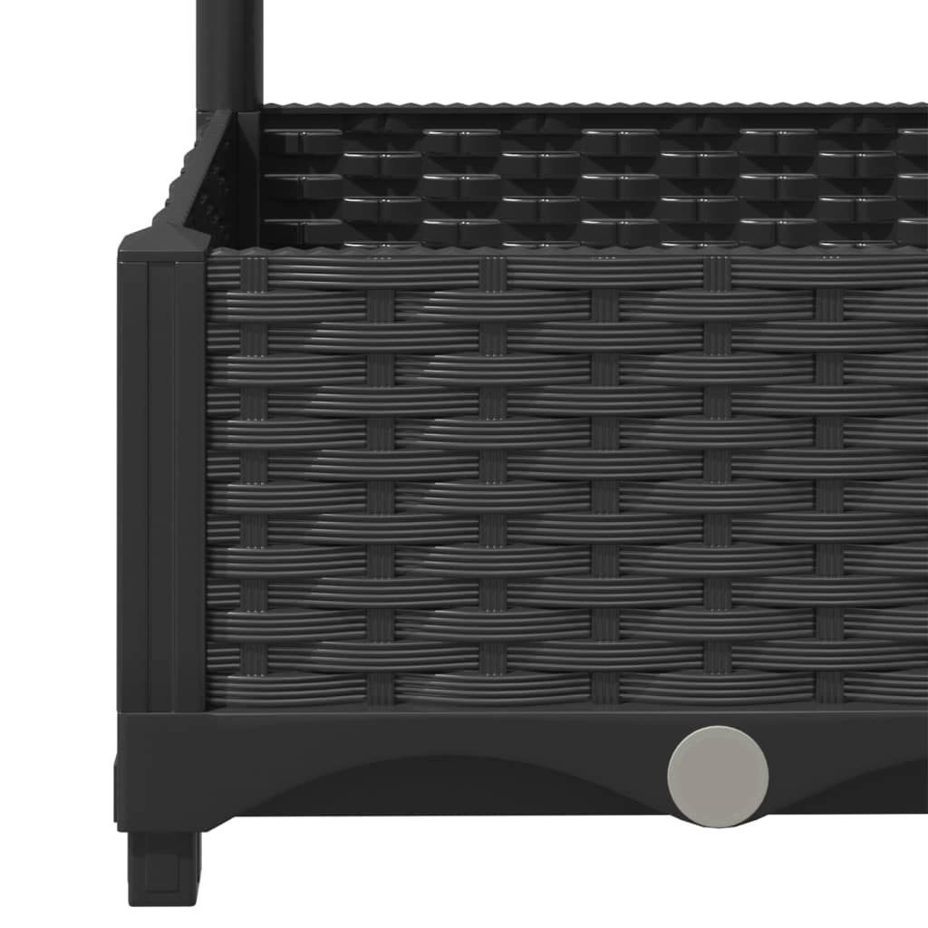 Vidaxl Garden Planter With Trellis, Black, 120X40X121.5 Cm, Pp