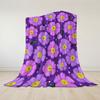Purple Daisy Floral Flannel Blanket Warm Soft Halloween Christmas Decorative Couch Warm Cozy All-Season Gift