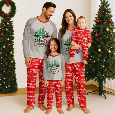 Familienpassende Drucksets Pyjamas Loungewear Outfits Familienpassendes Langarm-Oberteil+Hose Set