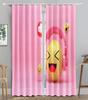 Earphone Music Red Heart Pink WaveBlackout Window Curtain for Living Room Bedroom Bathroom Kicthen Door Cupboard Decor Hooks