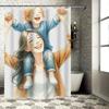Heartwarming Mother and Child Design Waterproof Shower Curtain for Modern Bathroom Decor, Stylish and Durable, Perfect for Home