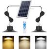 NIORSUN Solar Indoor Lights Outdoor, LED Solar Pendant Lights 3 Color Dimmable Lighting with Remote Control, Gazebo Lights,2x16.4ft Cable IP65