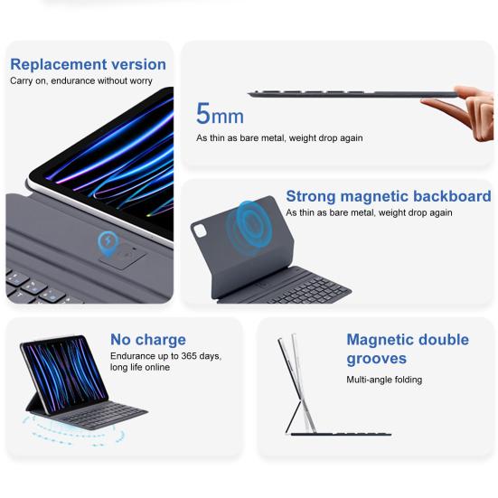 Tablet Keyboard Protective Case Ultra-thin Lightweight Easy to Use Universal Smooth Touch Magnetic Keyboard Cover for iPad Air/for iPad Pro