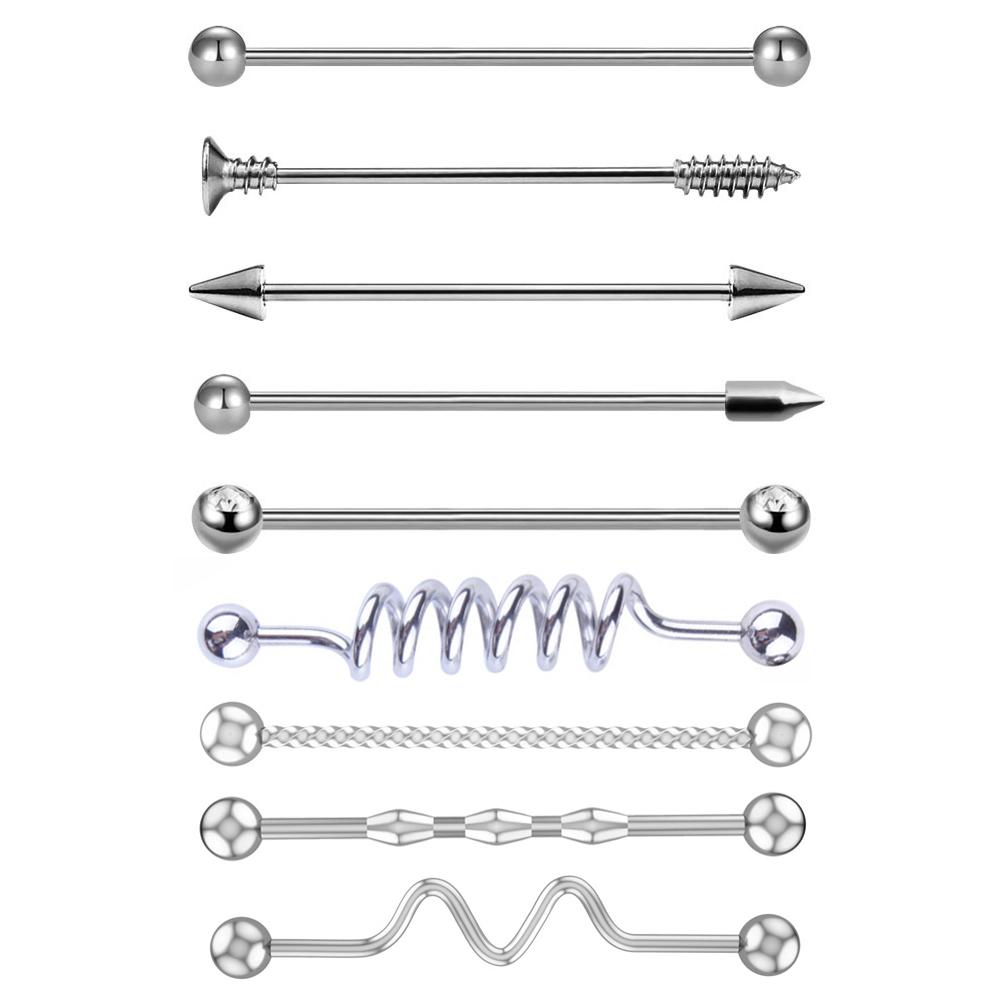 1 Stück Stahl Industrielles Ohrpiercing Industrielle Barbells Stange Gerüst Ohrknorpel Helix 14G Gold Silber Körperschmuck