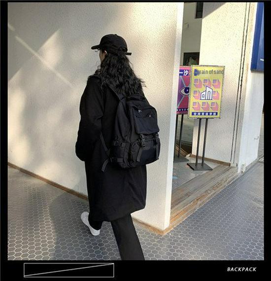 Korean-Style Harajuku Backpack for Girls and College Students - Large Capacity, Dark Design, All-Match