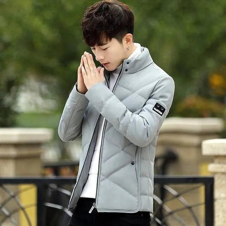 Herren Herbst/Winter Kurz geschnitten Stehkragen Schmal geschnitten Warme Jacke Jugend Design Gut aussehende Oberbekleidung