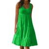 Plus Size Casual Women Summer Beach Solid Color Sleeveless Loose Midi Dress
