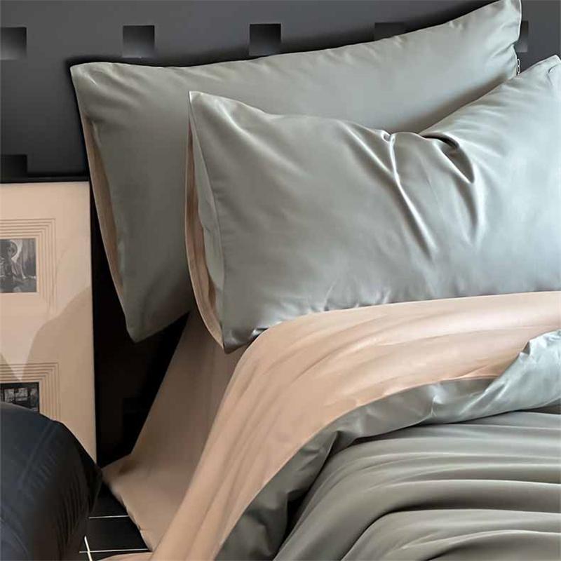 100% Baumwolle Klasse A 100S Sateen Ägyptische Baumwolle Bettwäsche-Set 4-teiliges Luxus-Spannbettlaken-Set mit Bettbezug & Spannbettlaken