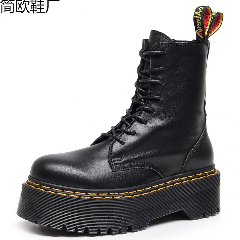 

Beautiful bottom hole locomotive boots double line, side zipper British women s short boots muffin bottom 45