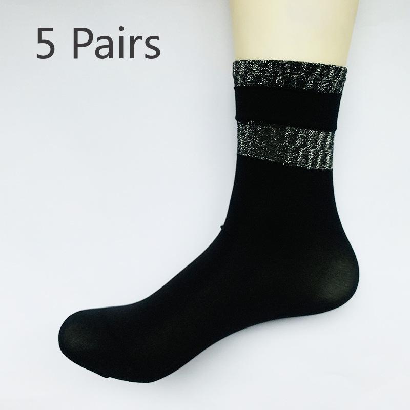 5 Pairs of Women's Spring and Autumn Medium Thick Anti Hooking Breathable Stockings